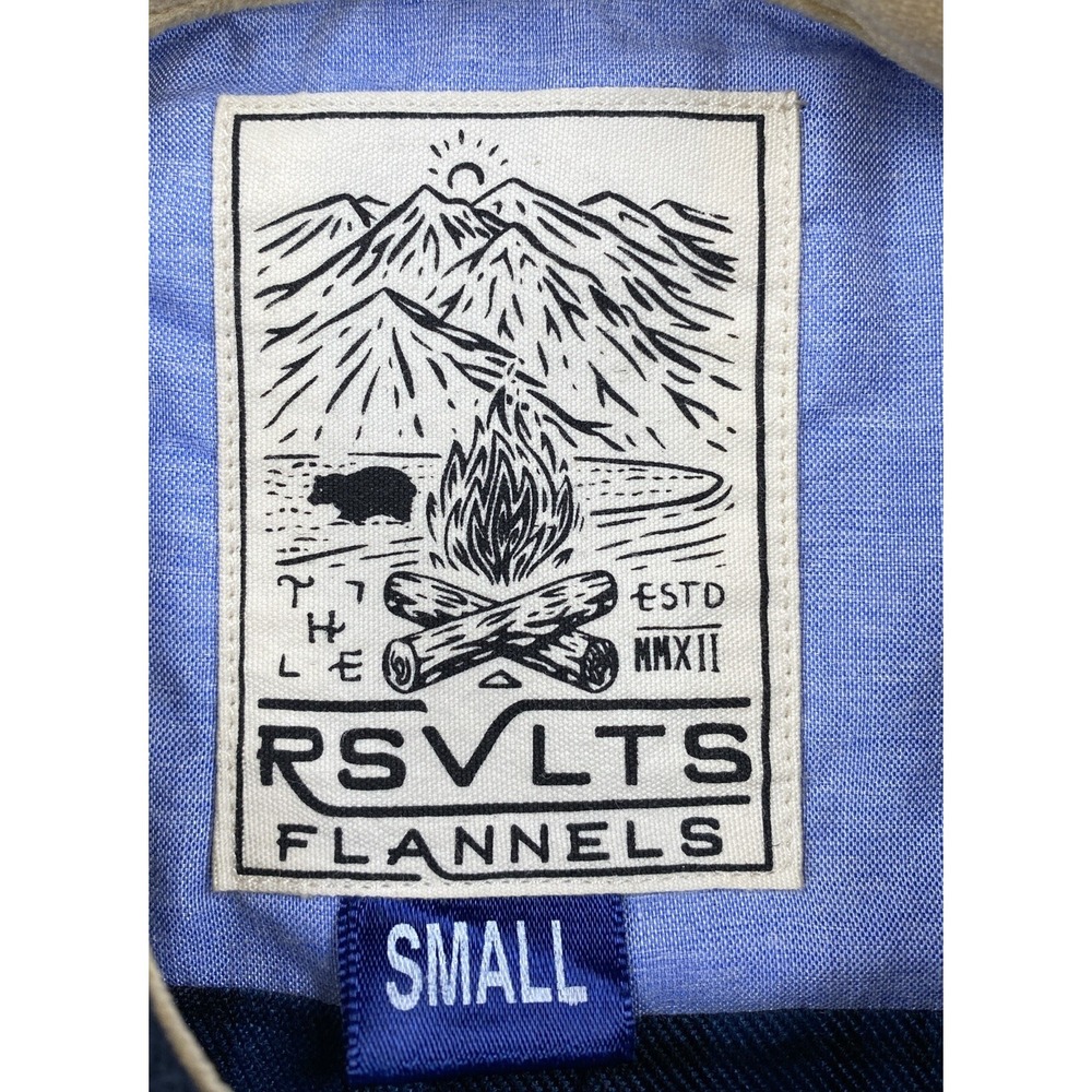 RSVLTS The Roosevelts Flannel Shirt Men's Small Navy Blue Plaid Long Sleeve - Picture 5 of 5